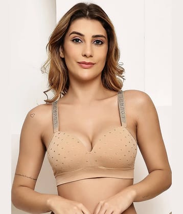PrettyCat Pack of 1 Cotton Blend Lightly Padded T-Shirt Bra For Women ( Beige )