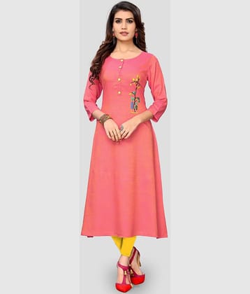 Vbuyz - Pink Rayon Women's A-line Kurti ( Pack of 1 )