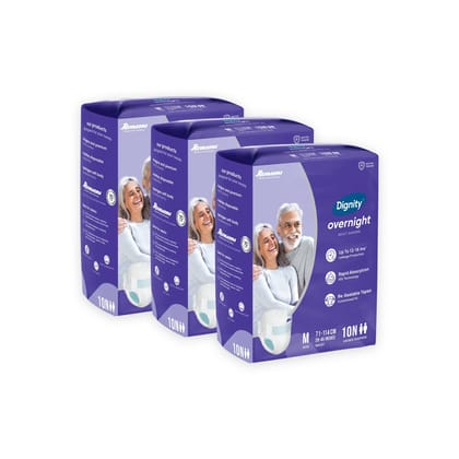 Dignity Overnight Adult Diapers With Comfit Mask ( Tape Style ) Medium