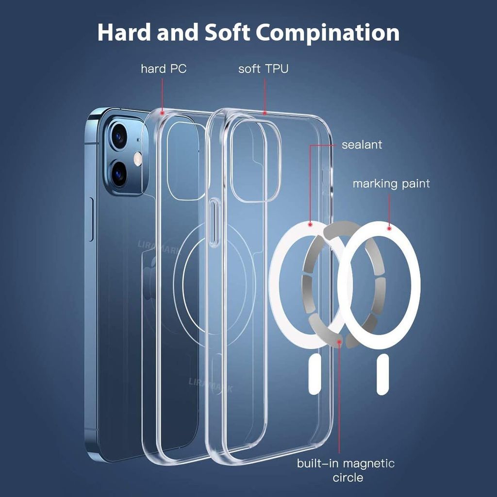 LIRAMARK Magnetic Protective Clear Case Compatible with Magsafe for Apple iPhone 12 Mini (Transparent)
