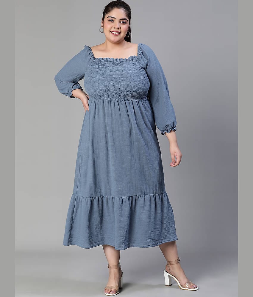 Oxolloxo Women Cotton Solid Empire Dress ( Black )