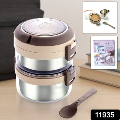 Ganesh Steko-2 Double Layer Stainless Steel Insulated Lunch Box Set