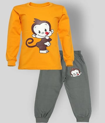 CATCUB Pack of 1 Boys Cotton T-Shirt & Pants Set ( Yellow )