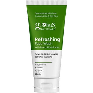 Globus Naturals Refreshing Face Wash with Peach Red Grapes For anti aging and moisturising Suitable for Combination Oily Skin 50gm Globus Naturals Refreshing Face Wash with Peach Red Grapes For anti aging and moisturising Suitable for Combination Oily Skin 50gm