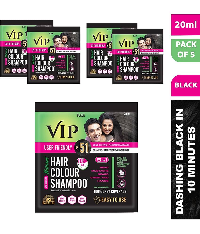 VIP Hair Colour Shampoo Natural Permanent Hair Color 20 mL Black