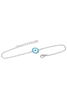 Unconventional Evil Eye Sterling Silver Chain Bracelet-Silver / 6 inches adjustable upto 8 inches