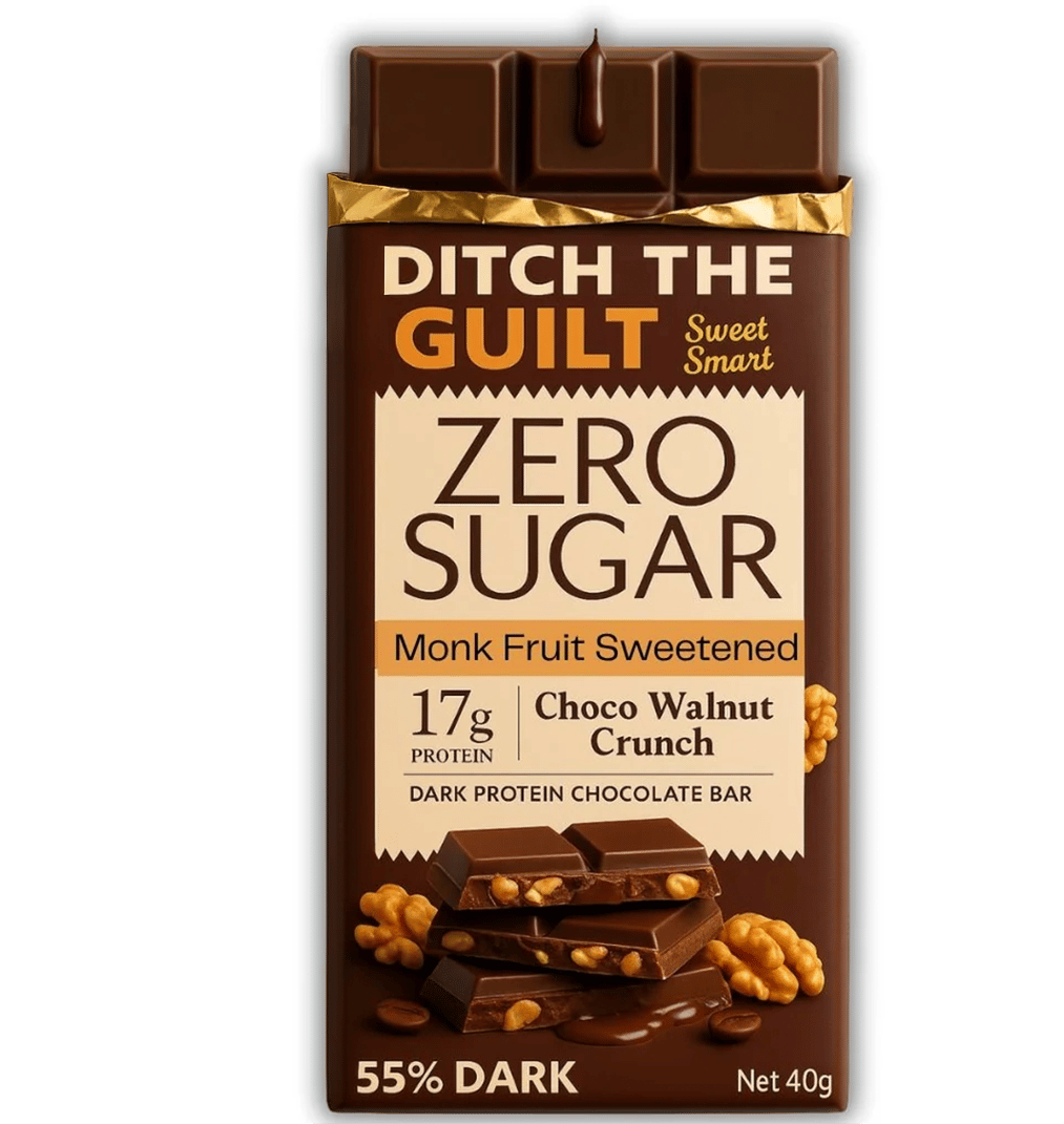 Walnut Crunch • 17g Protein • Sugar Free Dark Chocolate • 40g bar