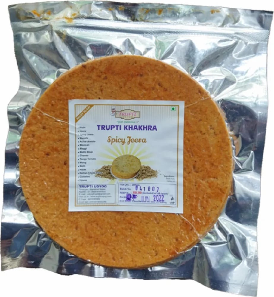 Trupti Udyog Spicy Jeera Khakhra (1kg, 6 Pieces) | Hot Cumin Flavored Crisps | Extra Spicy Roasted Snack | Tea Time Special