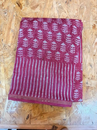 Chanderi saree bagru print