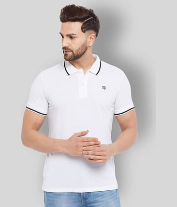 The Million Club Pack of 1 Cotton Blend Regular Fit Solid Half Sleeves Men's Polo T Shirt ( White )