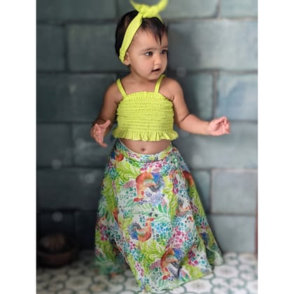 Malmal Lehenga with Crop Top | Kukdoo Koo-0-6m