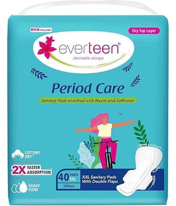Period Care XXL Dry 40 Sanitary Pads 320mm enriched with Neem and Safflower - 1 Pack (40 Pads)