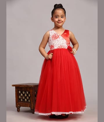 Toy Balloon Kids Net Fit And Flare Dress For Girls ( Pack of 1 , Red )