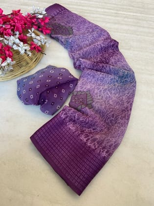 georgette saree with dobby border spray print