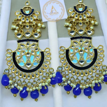 Crescent Jhumka with Blue Stones Crescent Jhumka with Blue Stones