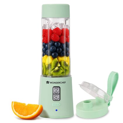 Wonderchef Twister Portable Blender, 500ml, Dual-rotation Stainless-steel Blades, For Crushing Ice, Smoothies, Shakes, For Backpacks/Office Bags, Type-c Charge, 1-Yr Warranty, Mint Green Wonderchef Twister Portable Blender, 500ml, Dual-rotation Stainless