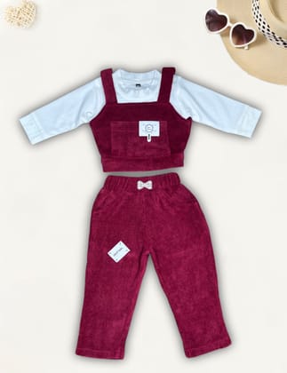 Girl's 3 Piece Co-Ord Set [GCS-3991](1-7Years)-1-2Y (Size - 18) / Corduroy