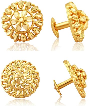 Vighnaharta Traditional South Trend Alloy 1gm Gold Plated Earring Combo set.