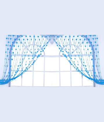 Handloomwala Abstract Transparent Rod Pocket Curtain 6.5 ft ( Pack of 2 ) - Blue