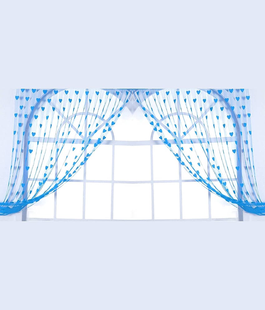 Handloomwala Abstract Transparent Rod Pocket Curtain 6.5 ft ( Pack of 2 ) - Blue
