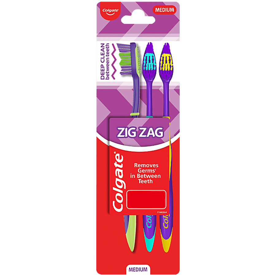 Colgate ZigZag Antibac Med Toothbrush(B2G1), 3 Pcs