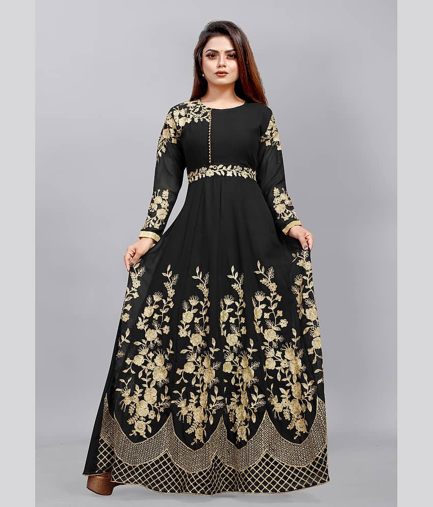 JULEE Women Georgette Embroidered Ethnic Dress ( White )