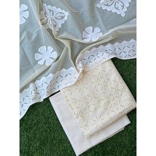 Applique Cotton Dress Material Suit Set