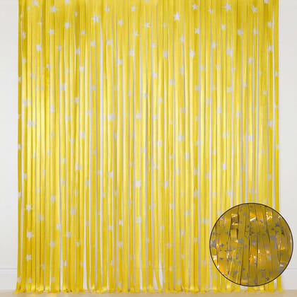 Curly Gold and Silver Star Foil Curtain - 6FT x 3FT - 1PC