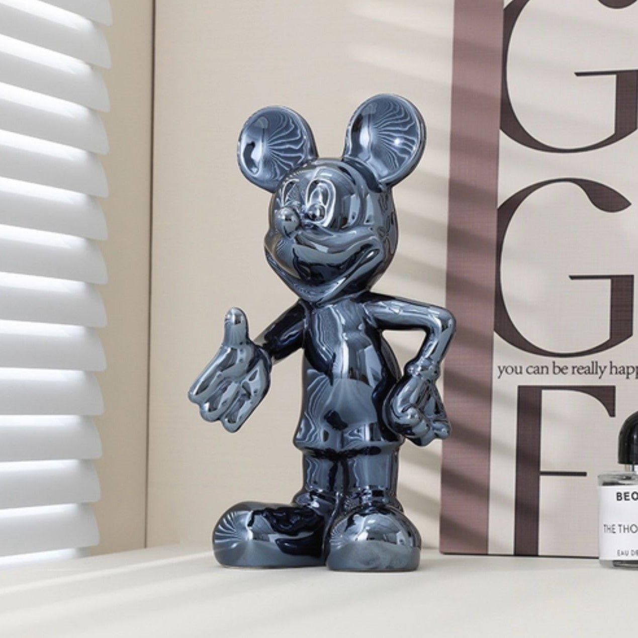 ELECTROPLATED MICKEY MOUSE - HELLO-Grey / Ceramic | Glossy Finish / H: 11 | L: 7 | W: 4 (Inch)