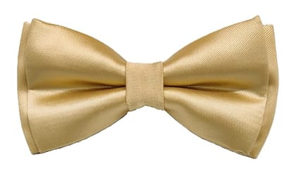 VOICI Men's Velvet & Satin oversized Bow & Pocket Square Tie Black Color Free Size best for Tuxido dinner jackets - Golden Satin