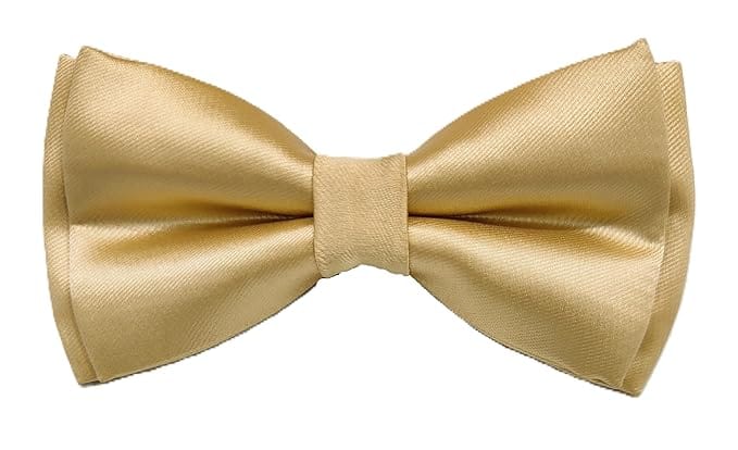 VOICI Men's Velvet & Satin oversized Bow & Pocket Square Tie Black Color Free Size best for Tuxido dinner jackets - Golden Satin