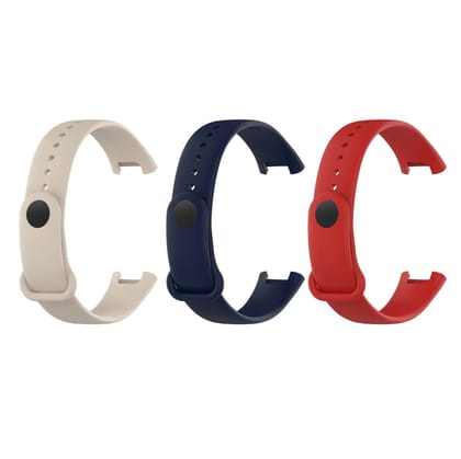 Valente Soft Silicon Band Strap Compatible for Redmi Band Pro (Pack of 3)-Red Cream Blue