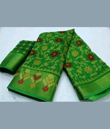Samai Cotton Silk Woven Saree With Unstitched Blouse Piece ( Multicolor3 )