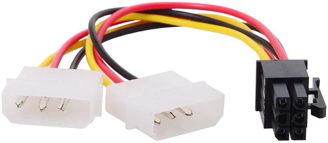 PCI Express 6 Pin to Dual 4 Pin Molex LP4 Power Cable Adapter Video Graphics Card Power Cable