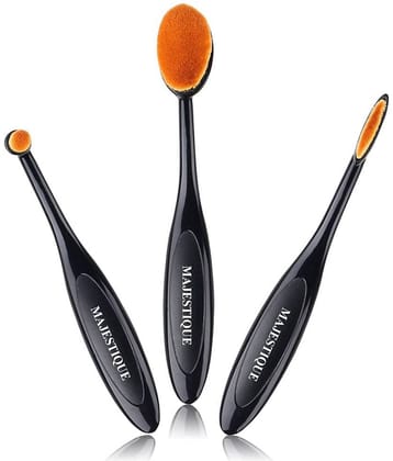 Majestique 3Pcs Makeup Brush Set Blending, Blush And Eye Shadow Brush For Women And Girls