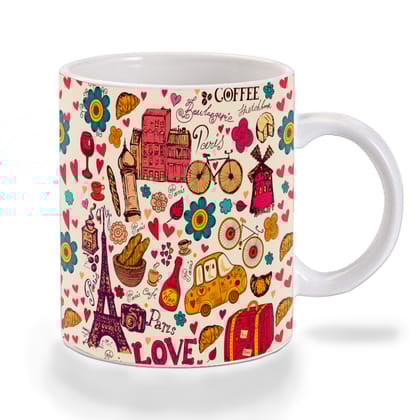 Multicolor Paris Love Art Ceramic Mug