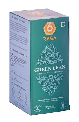 6rasa Green Lean Green Tea Bags | (2.0g Each) (Pack of 1, 25 Dip Bags)