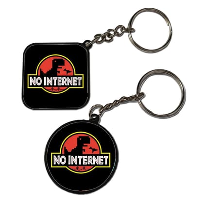No Internet - Keychain With Black Border (Pack Of 2)
