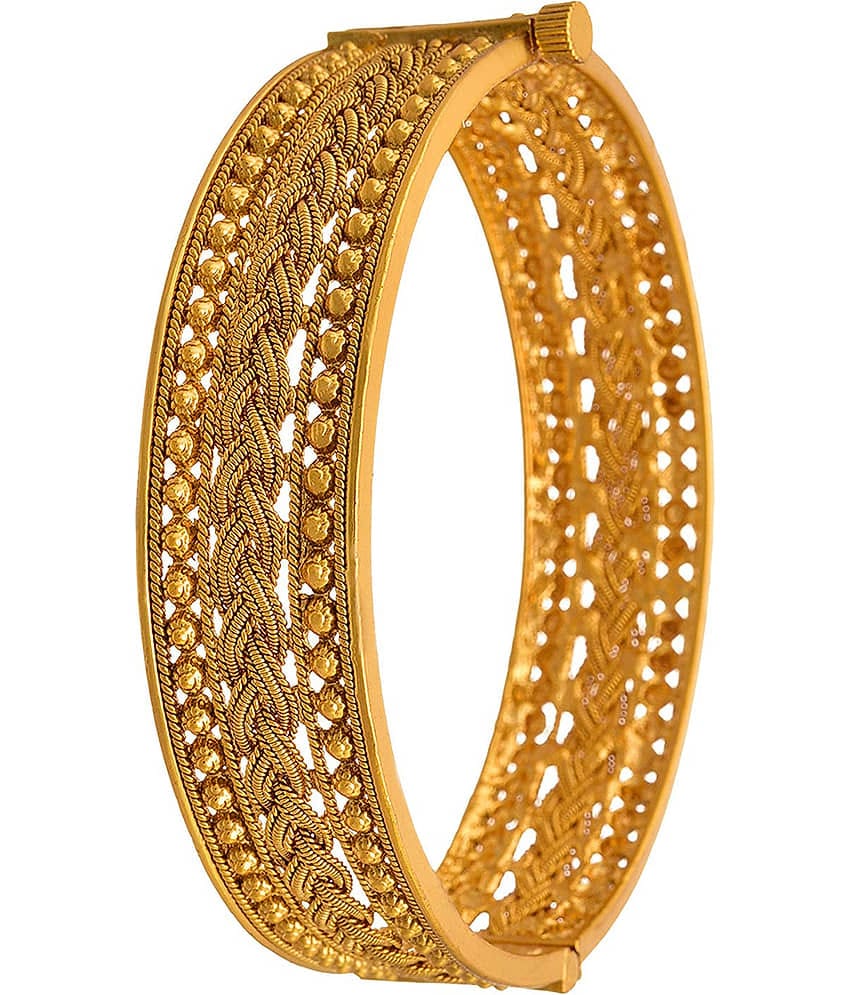 Traditional Ethnic One Gram Gold Plated Braided Gold Bead Designer Openable Kada for Women & Girls.
