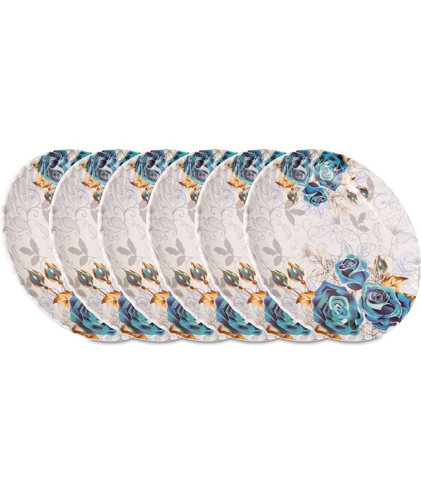 HomePro 6 Pieces Royal Rose Plates Blue Melamine Dinner Set ( Pack of 6 )