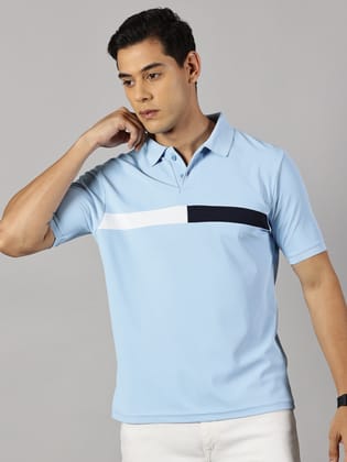 Dry-fit Sky Blue Striped Polo