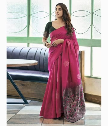 DIKONA DESIGNER Banarasi Silk Woven Saree With Unstitched Blouse Piece ( Mustard )