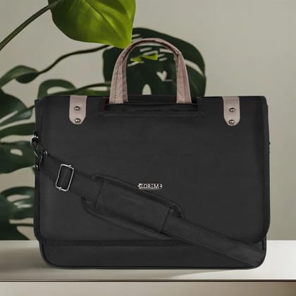 LOREM Black Color Linen fabric 10L Laptop Messenger Bag For Men New BG89