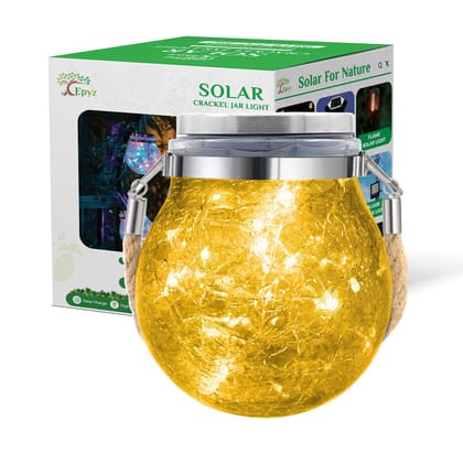 Solar Hanging 20 LED Glass Jar Warm Light (Buy 1 Get 1 Free)-Warm