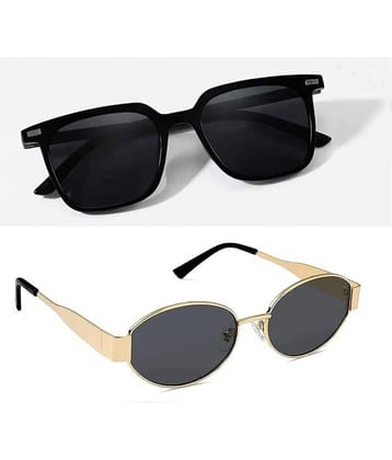 Elligator Black Rectangular Sunglasses ( Pack of 2 )