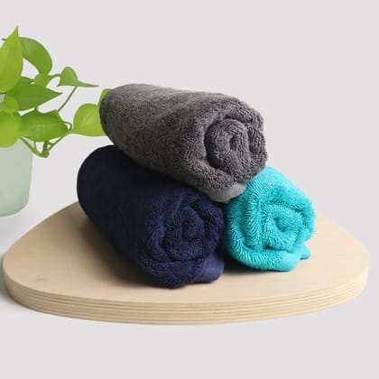 Bamboo Hand Towels - Set of 3-Deep Blue | Stone Grey | Ocean Teal