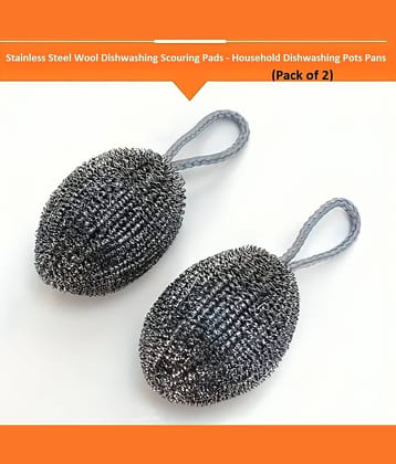 Multi Deal Stainless Steel Wool Dishwashing Scouring Pads - Household Dishwashing Pots Pans (Pack of 2)