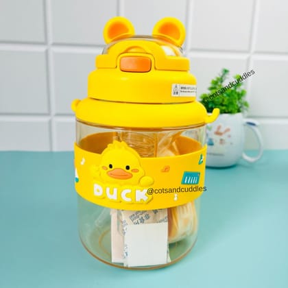 Wild Hydration: Animal-Themed 1100ml Water Bottle with Infuser for Kids-Yellow