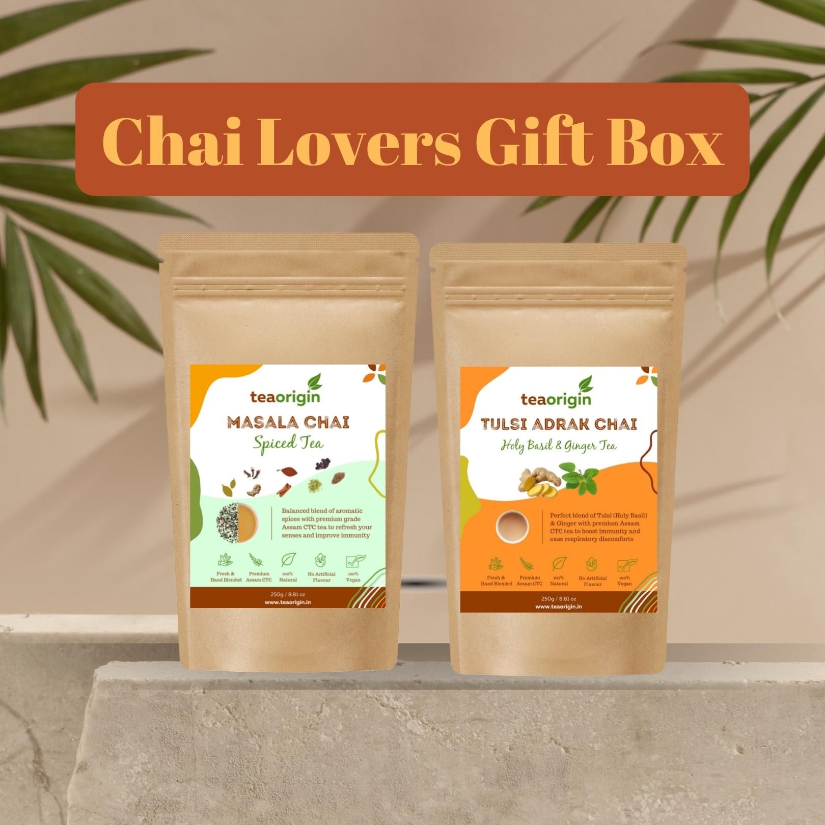 Chai Lovers Gift Box (Masala Chai & Tulsi Adrak Chai)-250g + 250g