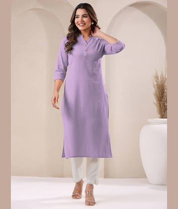 Janasya Pack of 1 Cotton Solid Straight Women's Kurti - ( Lavender )